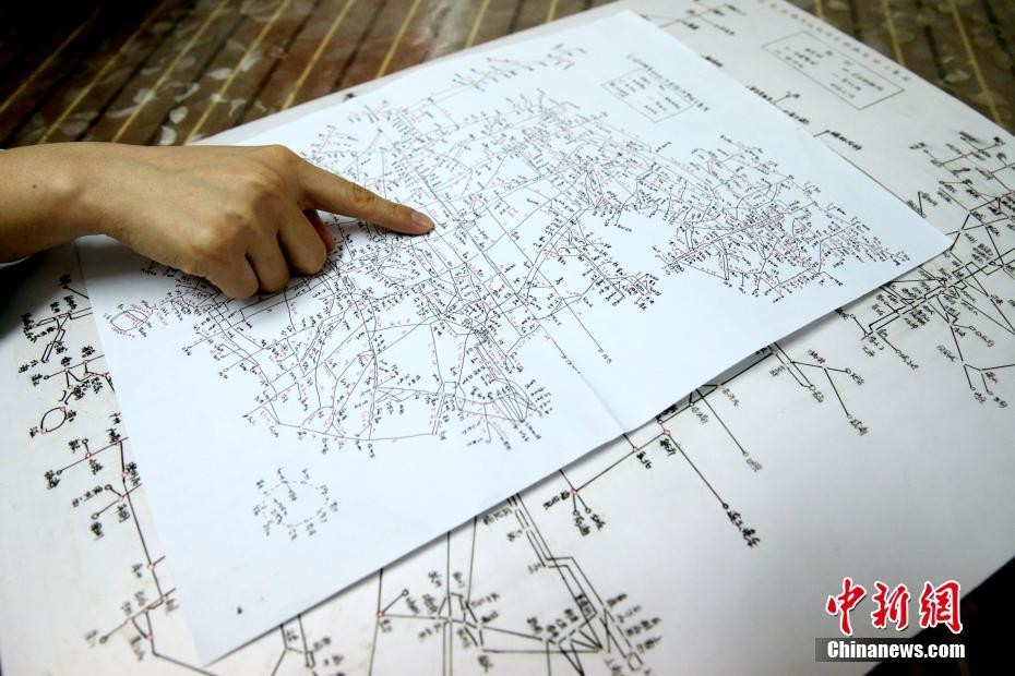 ▲李聰展示靠記憶繪制出的全國鐵路圖。（圖／翻攝自《中新社》）