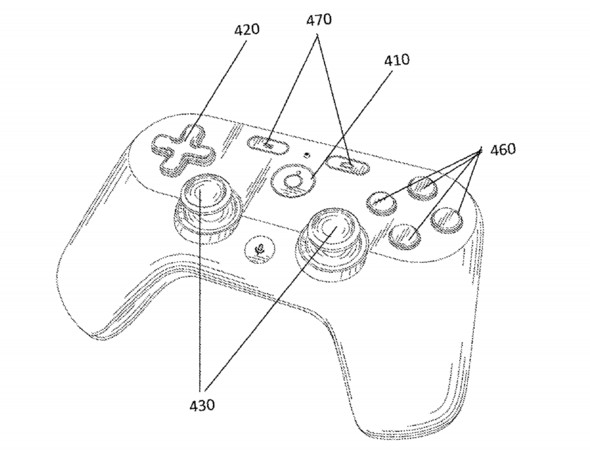 Google專利內容中發現的遊戲搖桿設計圖（翻攝自美國專利商標局文件US20190030425）
