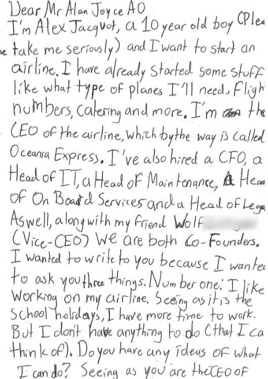 ▲▼10歲男孩收到澳航CEO親筆回信。（圖／翻攝自推特@Qantas）