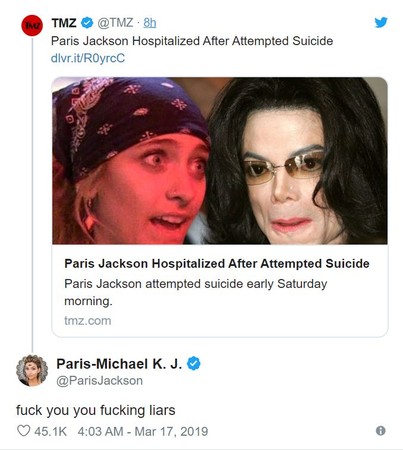 ▲派瑞絲傑克森（Paris Jackson）否認自殺傳聞與爸爸有關。（圖／翻攝自推特）