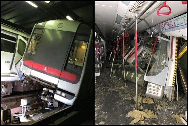 ▲香港地鐵發生相撞事故。（圖／翻攝自微博／廈門晚報，下同）