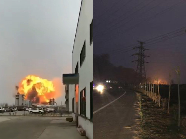 ▲江蘇化工廠大爆炸「燒出大火球」。（圖／翻攝自微博）