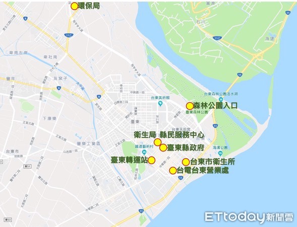 ▲台東縣政府前廣場將以空汚旗示警，PM10可能達110 µg／m³時立起橘色旗幟，超過150 µg/m³則立上紅色旗幟。（圖／記者王兆麟翻攝，下同）