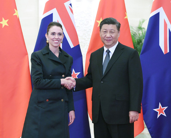 ▲紐西蘭總理阿爾登（Jacinda Ardern）與大陸國家主席習近平會晤。（圖／翻攝自中國政府網）