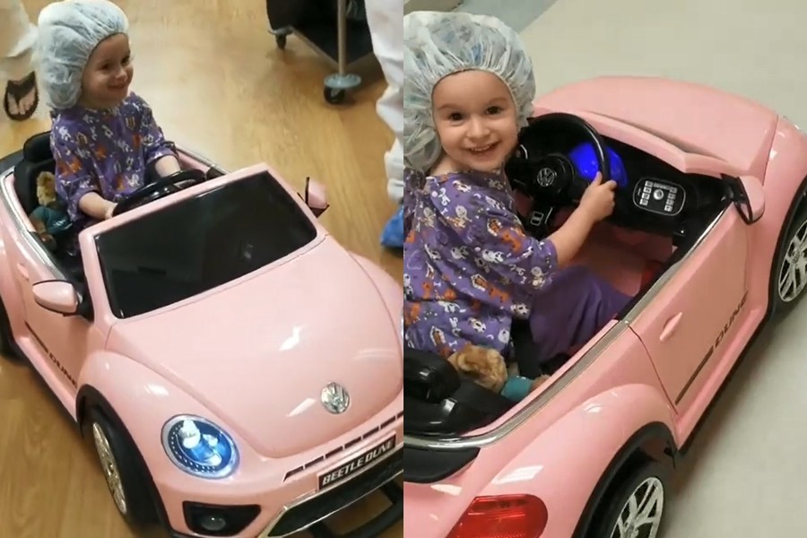 ▲▼加州醫院提供電動車讓病童自己開進手術室。（圖／翻攝自Facebook／Doctors Medical Center）