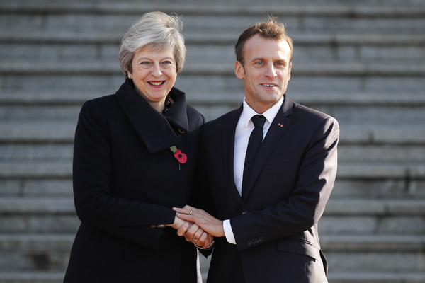 ▲▼英國首相梅伊與法國總統馬克宏。（圖／達志影像／美聯社）