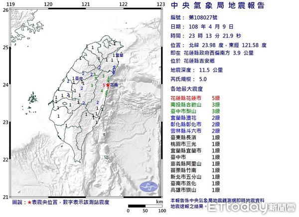 ▲▼花蓮自9日深夜到10日清晨，連續發生2起震央接近同屬淺層的有感地震，讓花蓮民眾夜裡未曾好眠。（圖／記者王兆麟翻攝，下同）