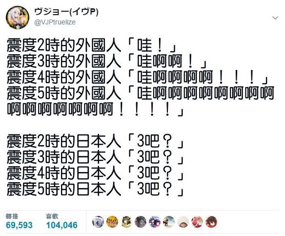▲▼日本網友遇到地震大多很淡定。（圖／翻攝自FB我絕對不會說我被感動到了）