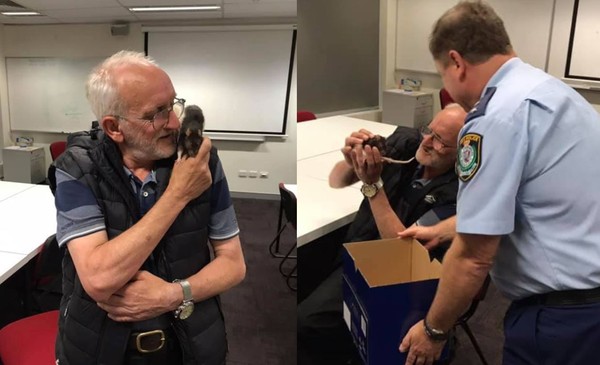 ▲▼澳洲雪梨59歲街友克里斯（Chris）的老鼠先前失蹤，所幸經過新南威爾斯州警方的追蹤，他最後終於與毛寶貝團圓。（圖／翻攝自臉書／NSW Police Force）