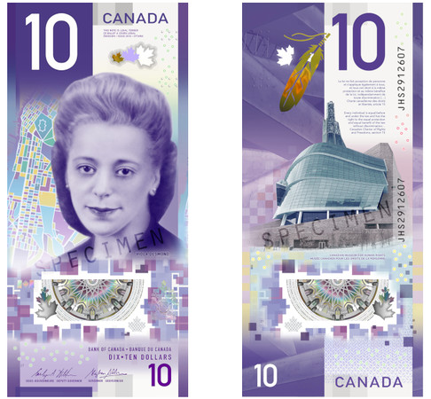 ▲加拿大去年11月發行的直式紙鈔。（圖／翻攝自官網／The IBNS）