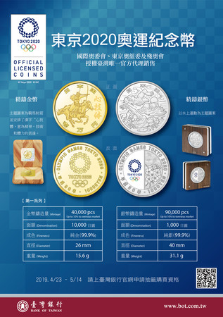 ▲▼台銀2020東京奧運紀念幣。（圖／台銀提供）