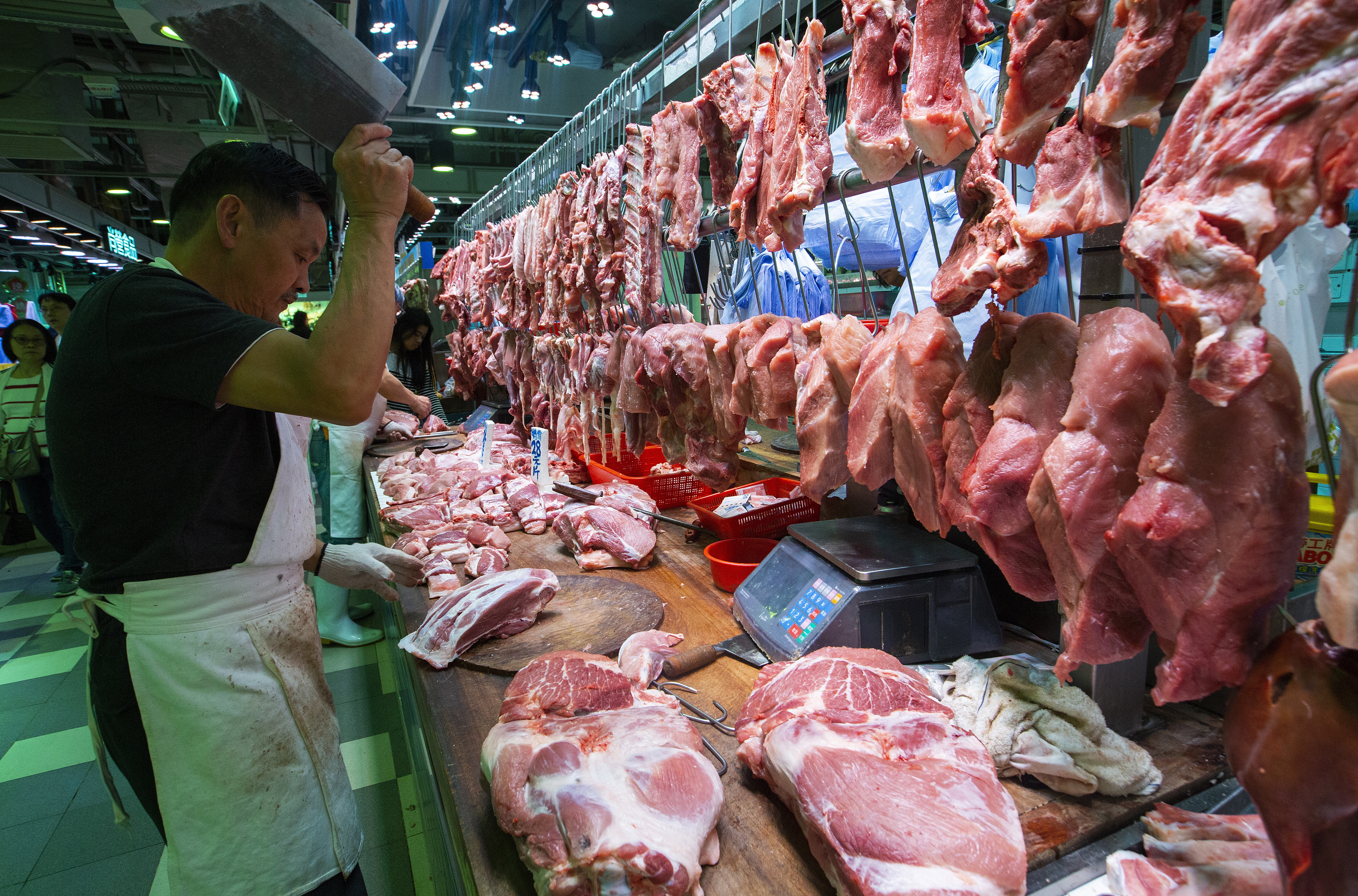 ▲ 豬肉,豬肉攤,菜市場,非洲豬瘟,香港。（圖／東方IC）