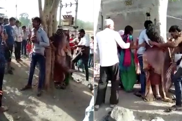 ▲▼印度男女私奔，被私刑處置。（圖／翻攝自YouTube／ETV Andhra Pradesh）
