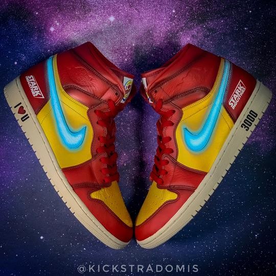 ▲Air Jordan 1「Iron Man」球鞋。（圖／翻攝自Kickstradomis Customs、Hot Toys FB）