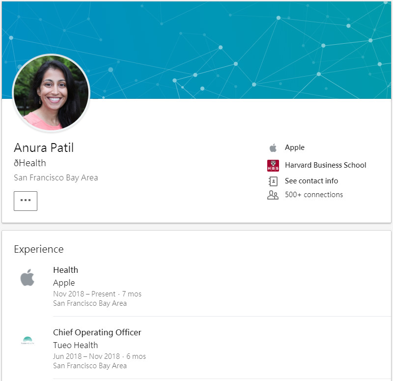 ▲▼Anura Patil於2018年將LinkedIn的雇主改為蘋果。（圖／截自LinkedIn）