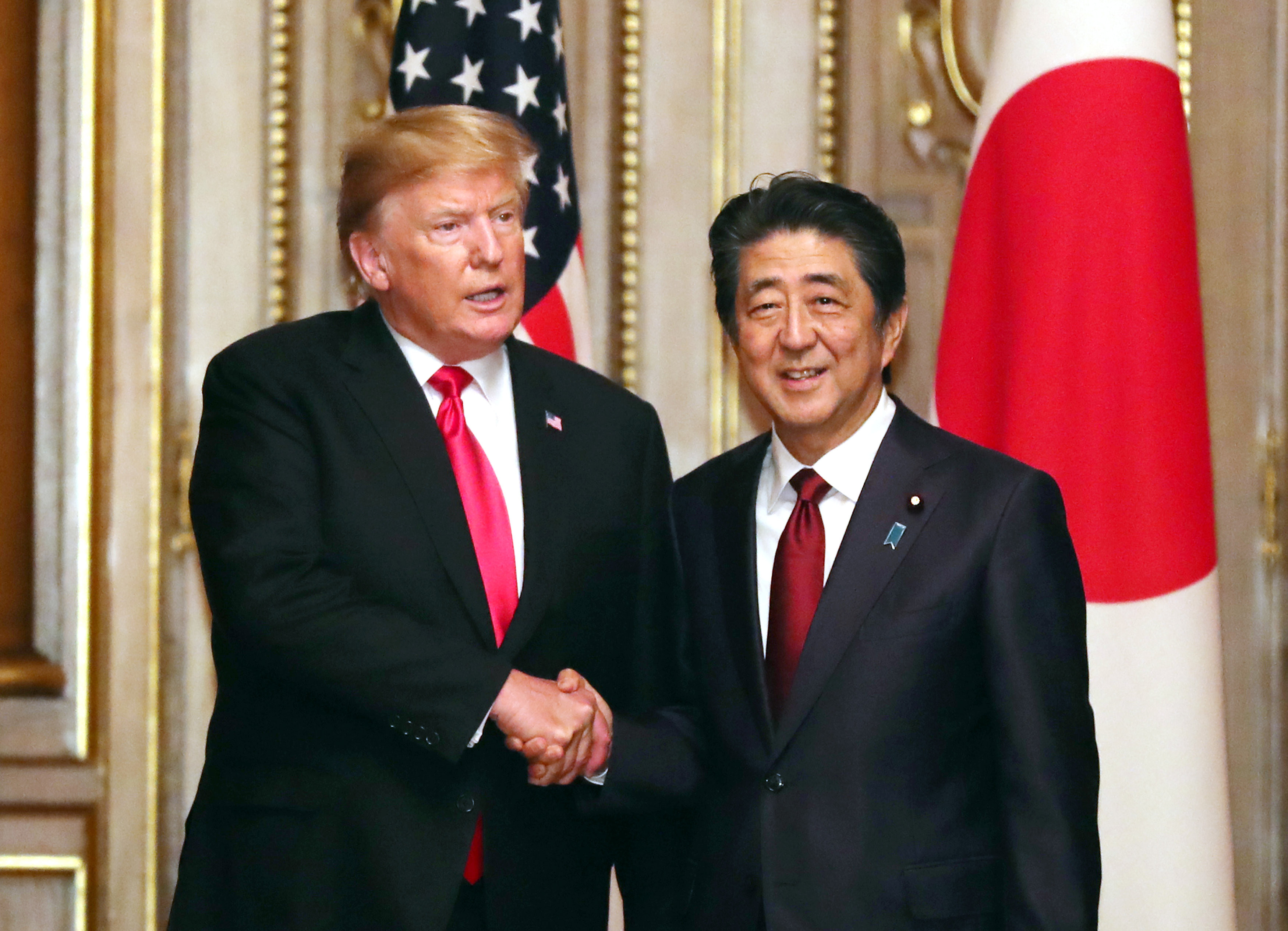 ▲▼ 美國總統川普與日本首相安倍晉三舉行美日第11次領導人峰會。2019年5月27日。（圖／路透）