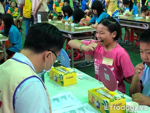 ▲台南市牙醫師公會在新營區新民國小，舉辦2019年台南市國小學童潔牙觀摩活動。（圖／記者林悅翻攝，下同）