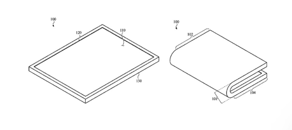 ▲▼蘋果iPhone摺疊成「G形」　最新專利設計圖曝光。（圖／翻攝自Apple/USPTO）