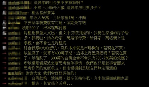 ▲▼存款300萬！夫妻年收112萬「不敢買房」　網勸租屋：投資小孩吧。（圖／翻攝ptt）