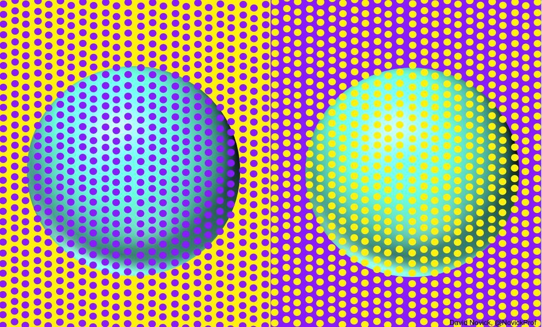 ▲▼ 兩個球顏色一樣,視覺錯覺。（圖／翻攝自Twitter／Takuma Ishikawa）