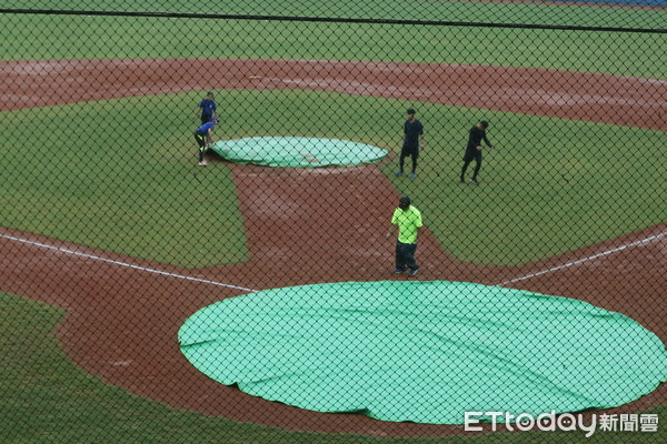 ▲▼         華南青少棒台體大球場因雨中斷比賽    。（圖／記者洪偵源攝）