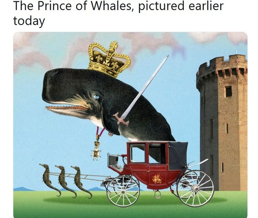 ▲媒體嘲諷，川普把王儲「威爾斯親王」查爾斯變成了「鯨魚親王」。(圖／@Graeme Demianyk推特)