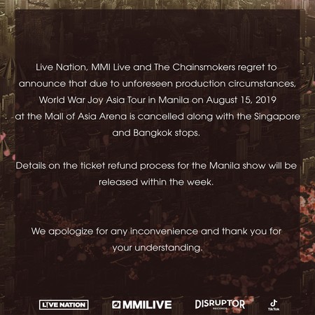 ▲▼老菸槍菲律賓馬尼拉巡演取消。（圖／翻攝自MMI Live臉書）