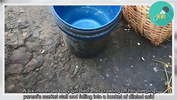 ▲▼菲律賓嬰兒掉入裝滿草酸的水桶死亡。（圖／翻攝自YouTube／Live News 247）