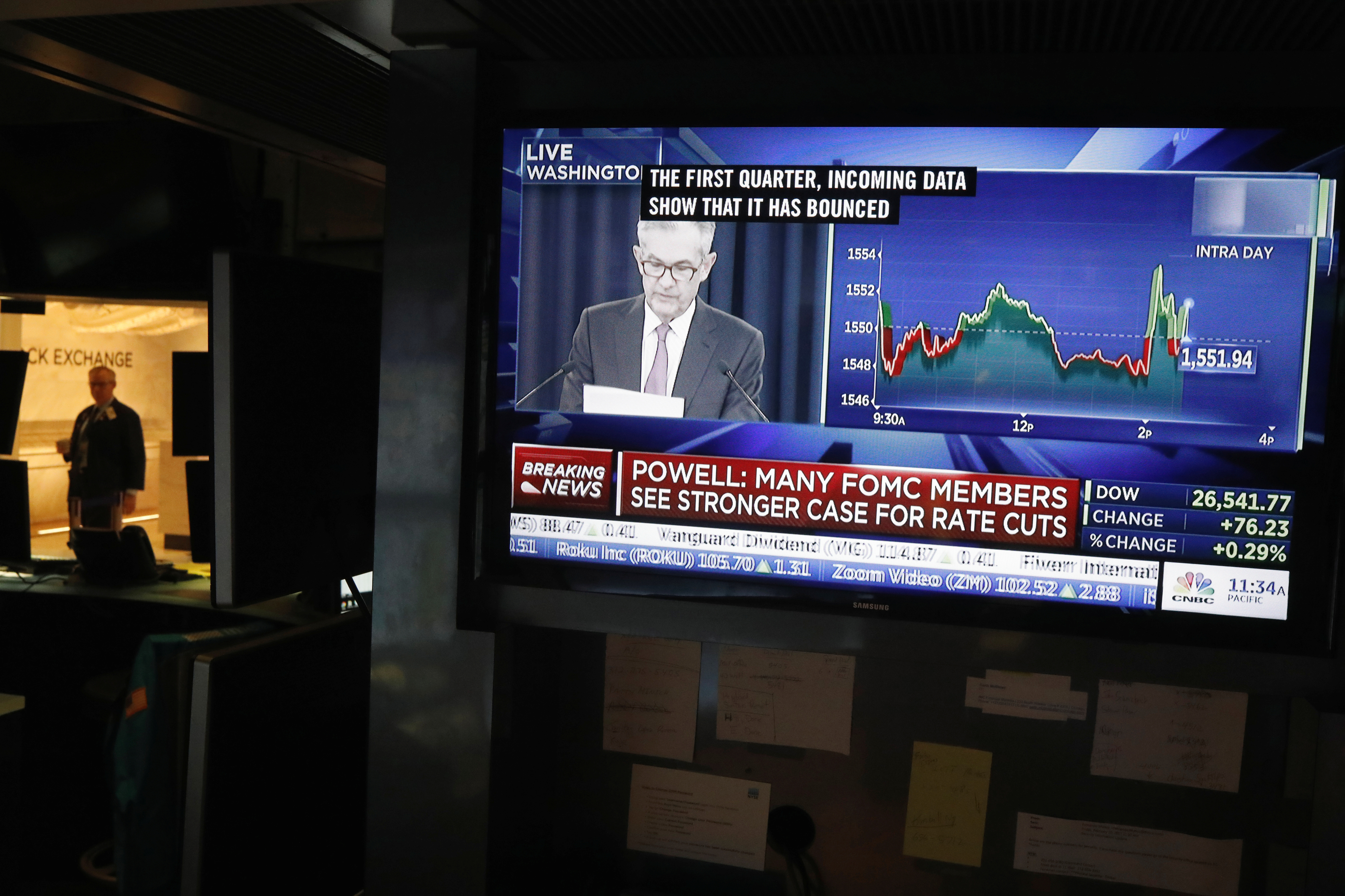 ▲美國聯邦準備理事會（Fed）主席鮑爾（Jerome Powell）公布利率，引起華爾街股市走向。（圖／路透社）