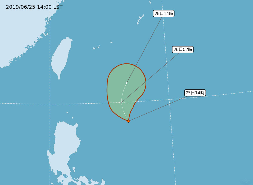 ▲▼25日有一熱帶性低氣壓生成。（圖／中央氣象局）