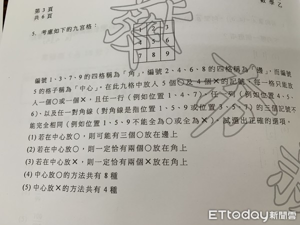 ▲▼108學年度大學指考數學乙。（圖／記者林育綾攝）