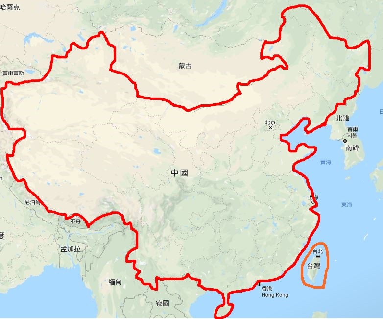 ▲▼中國地圖、台灣地圖。（圖／翻攝自google map）
