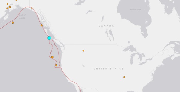 ▲▼加拿大0704發生規模6.5強震。（圖／翻攝自美國地質調查所USGS）