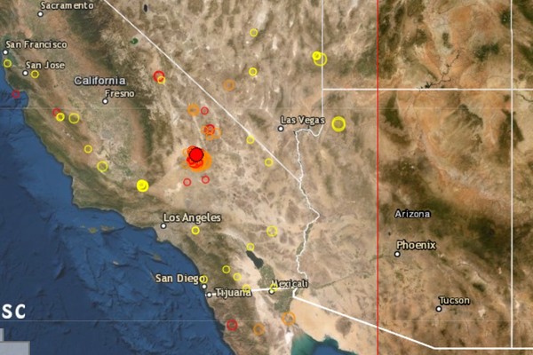 ▲▼南加州7.1強震。（圖／翻攝自歐洲-地中海地震中心）
