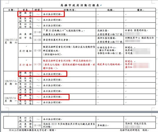 ▲▼韓國瑜行程   。（圖／記者洪靖宜翻攝）