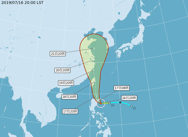 ▲▼丹娜絲颱風路徑。（圖／中央氣象局）