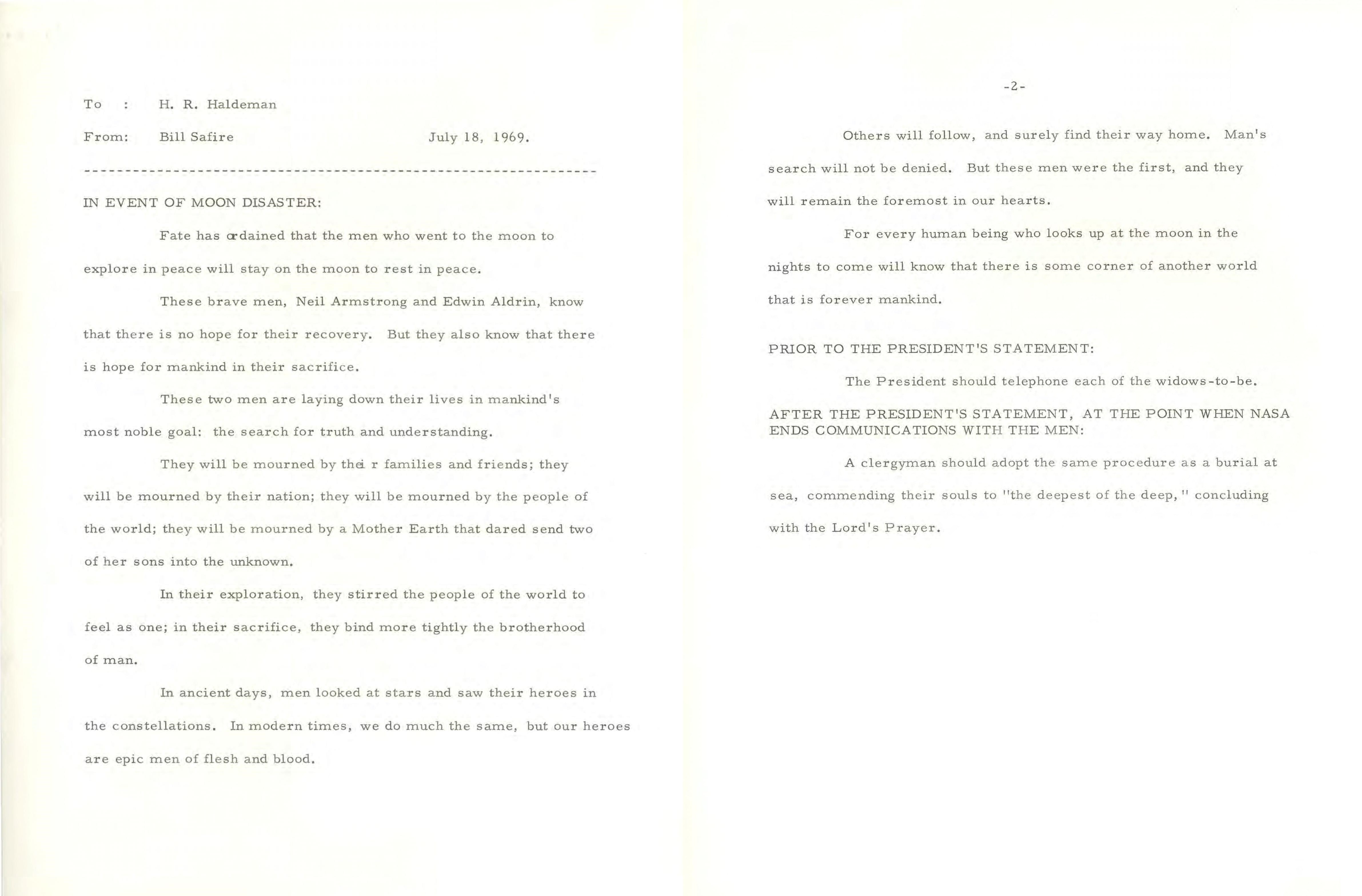 ▲▼登月50年／尼克森的備用講稿。（圖／Richard Nixon Presidential Library and Museum）