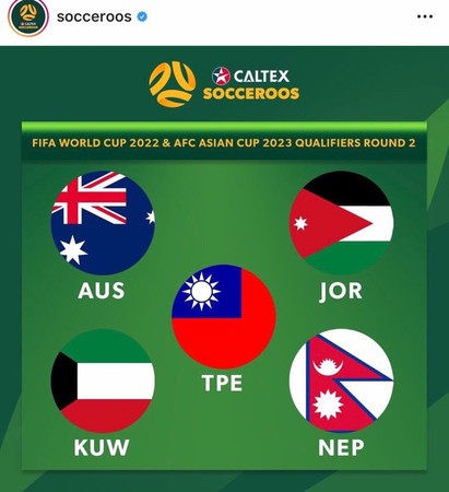 ▲▼ 澳洲足協公佈世足賽資格賽抽籤結果，中華隊放的是國旗            。（圖／翻攝自SOCCEROOS IG）