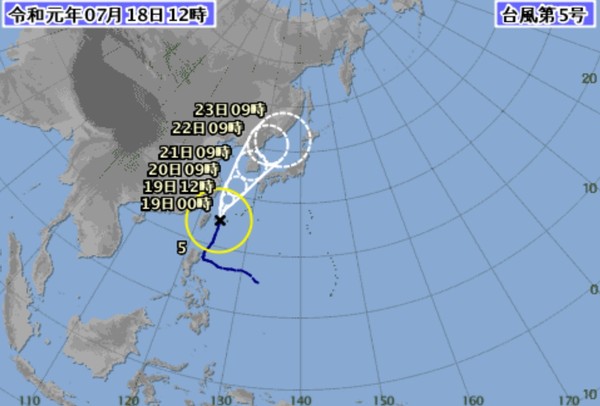 ▲▼日本預測輕颱丹娜絲的路徑。（圖／日本氣象廳）