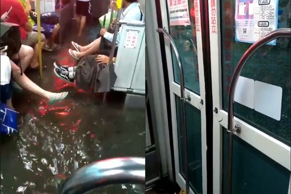 ▲▼高雄市小港區公車淹水。（圖／Facebook／貓與邪佞的手指）