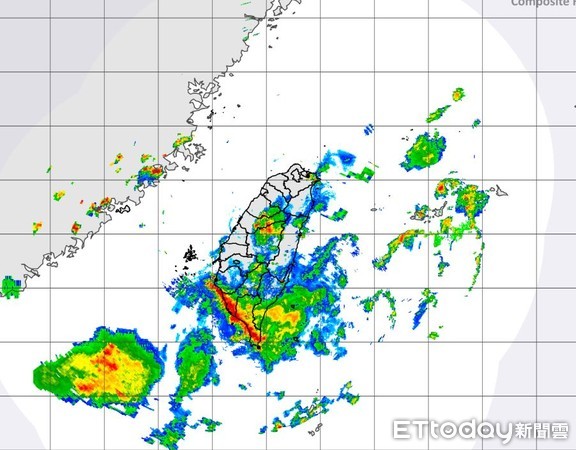 ▲▼水氣整片移入南台灣，下午嚴防豪大雨。（圖／中央氣象局）