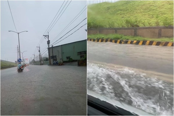 ▲▼北北桃大雷雨，蘆洲環隄大道往台北橋方向淹水。（圖／翻攝臉書）