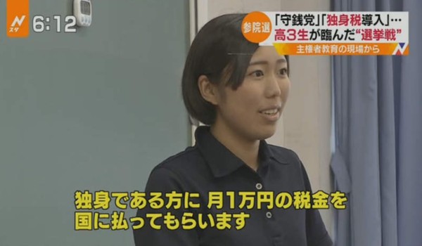 ▲▼日本女高中生說35歲以上單身就要繳交獨身稅。（圖／翻攝自推特）