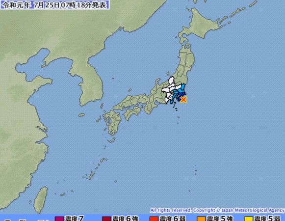 ▲▼日本本州千葉縣東方近海發生地震。（圖／翻攝自日本氣象廳）