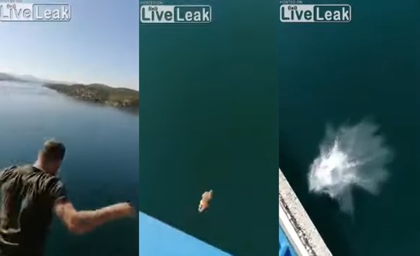▲▼克羅埃西亞33歲男子跳習班尼克大橋（Sibenik Bridge），下體碎裂。（圖／翻攝自YouTube／Liveleak）