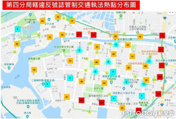 ▲為強力掃除民眾交通違規陋習，台南市警四分局於8月1日起，運作「大數據」統計分析技術，祭鐵腕針對民眾闖紅燈等違反號誌管制違規加強執法。（圖／記者林悅翻攝，下同） 