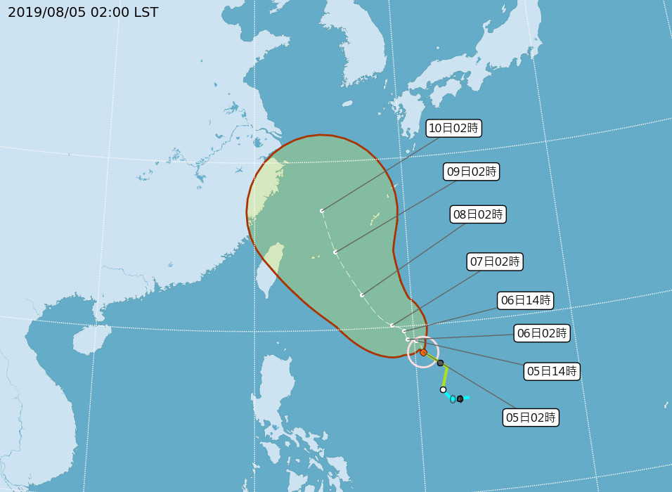 ▲▼利奇馬颱風預測路徑。（圖／中央氣象局、NCDR）