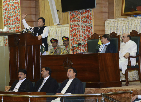 ▲▼ 2019年8月14日，巴基斯坦總理伊姆蘭汗（Imran Khan）於巴國獨立日當天，至巴屬克什米爾地區發表談話 。（圖／達志影像／美聯社）