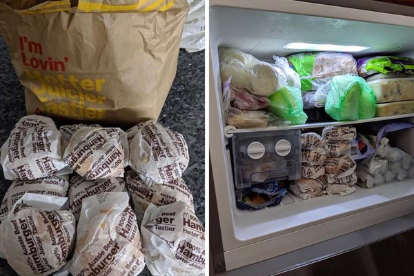 ▲澳洲男子分享冰箱冷凍庫塞滿漢堡的省錢大計畫。（圖／翻攝自推特／@maybachmedia）