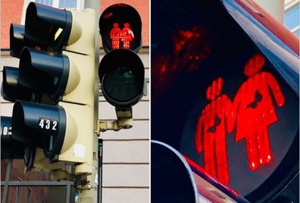 ▲▼在德國慕尼黑的紅綠燈小人肚子裡有蝴蝶。（圖／翻攝自Facebook／Taiwan in München）             